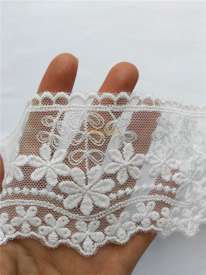 1 ярд 7 см Цветочная белая вышивка хлопок кружевная отделка Ткань Мягкое милое