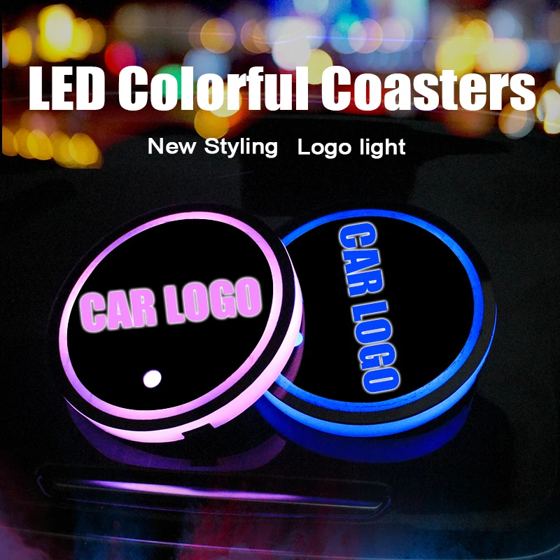 2 шт. светодиодный автомобильный держатель чашки Coaster для Ford логотип светильник