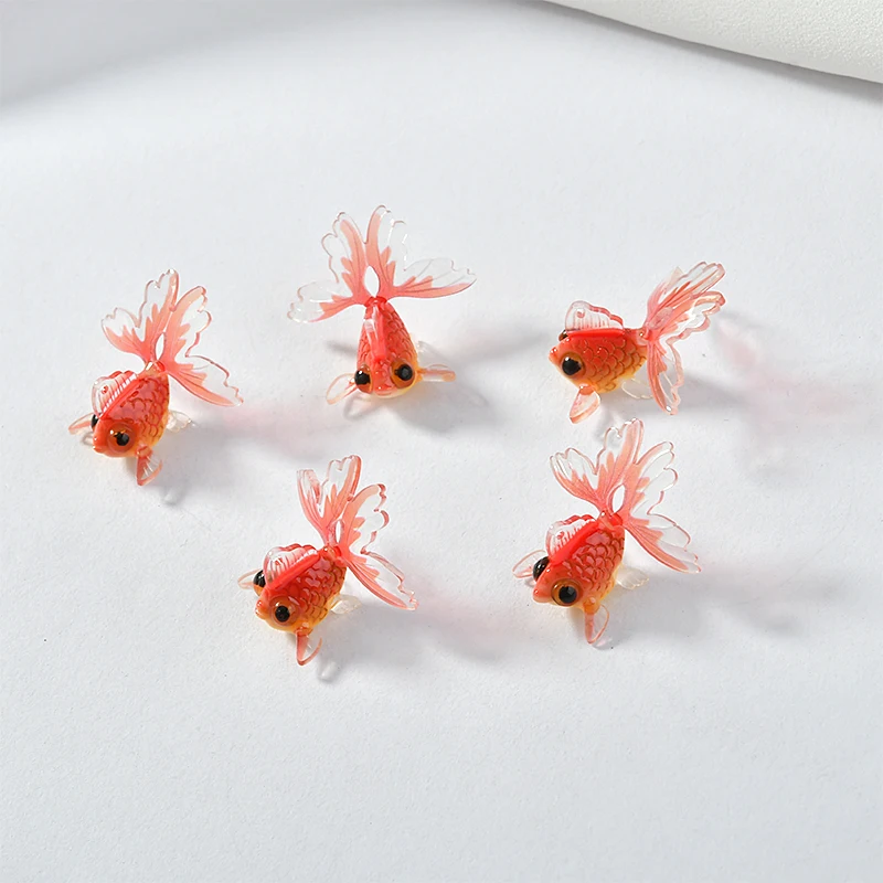 Милые стерео красные маленькие золотые рыбки акриловые Подвески DIY серьги Ушная