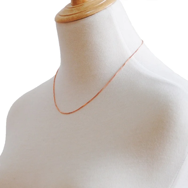 hot brand womens fashion fine jewelry rose gold collares box chain necklace for men women free global shipping