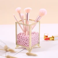 geometric glass makeup brush box holder jewelry box pencil bucket make up organizer desktop cosmetic storage box pearl barrel