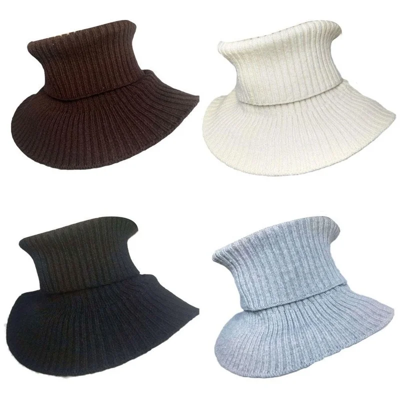 

Men Women Solid Color Fake Collar Scarf Knitted Elastic False Collar Scarf Warm Winter Cycling Windproof Detachable Wrap Scarf