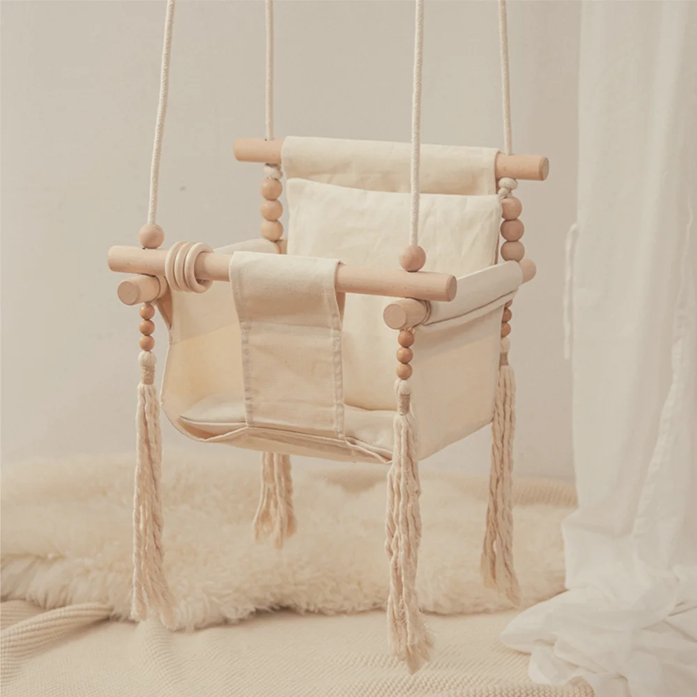 Canvas Hanging Wood Children Rocker Toy Bouncer Outside Indo