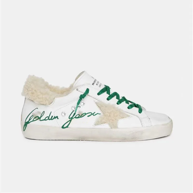 

Winter Lamb Hair Parent-child Sneakers First Layer Cowhide Retro Distressed Dirty Hand-painted Graffiti Children's Shoes QZ72