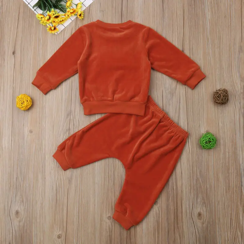 Милый комплект осенней одежды с рисунком лисы для маленьких мальчиков и девочек