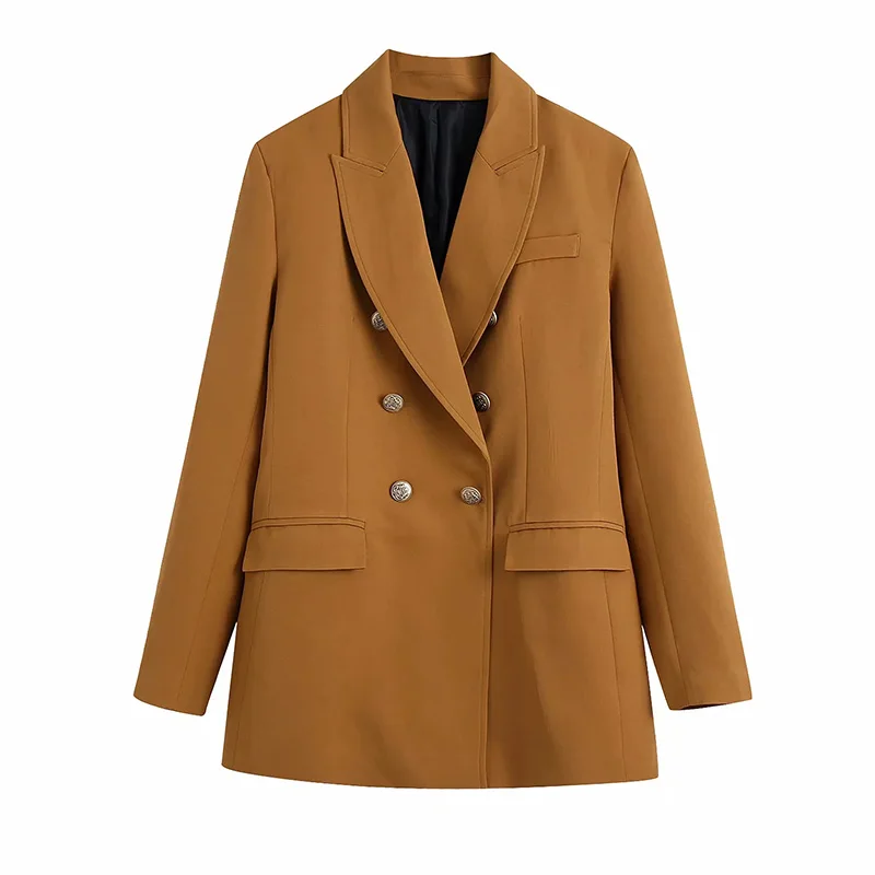 Женский офисный комплект из блейзера цвета хаки двубортный пиджак Элегантная