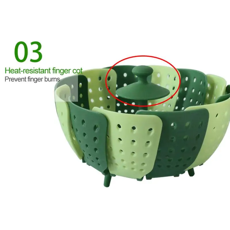 Силиконовая Пароварка Корзина для парения еды и овощей складная чаша слива