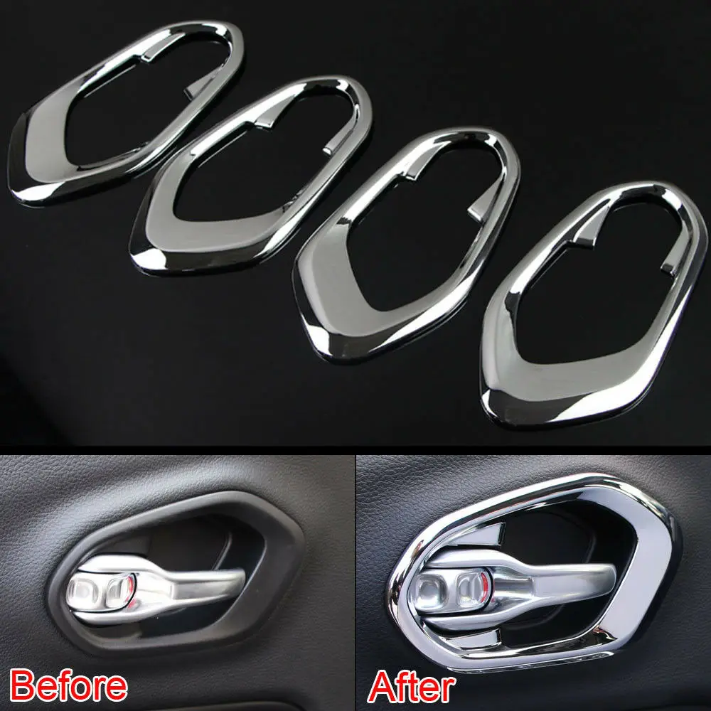 

Car Interior Chrome Side Door Handle Cover Bowl Trims For Jeep CHEROKEE 2014-2016