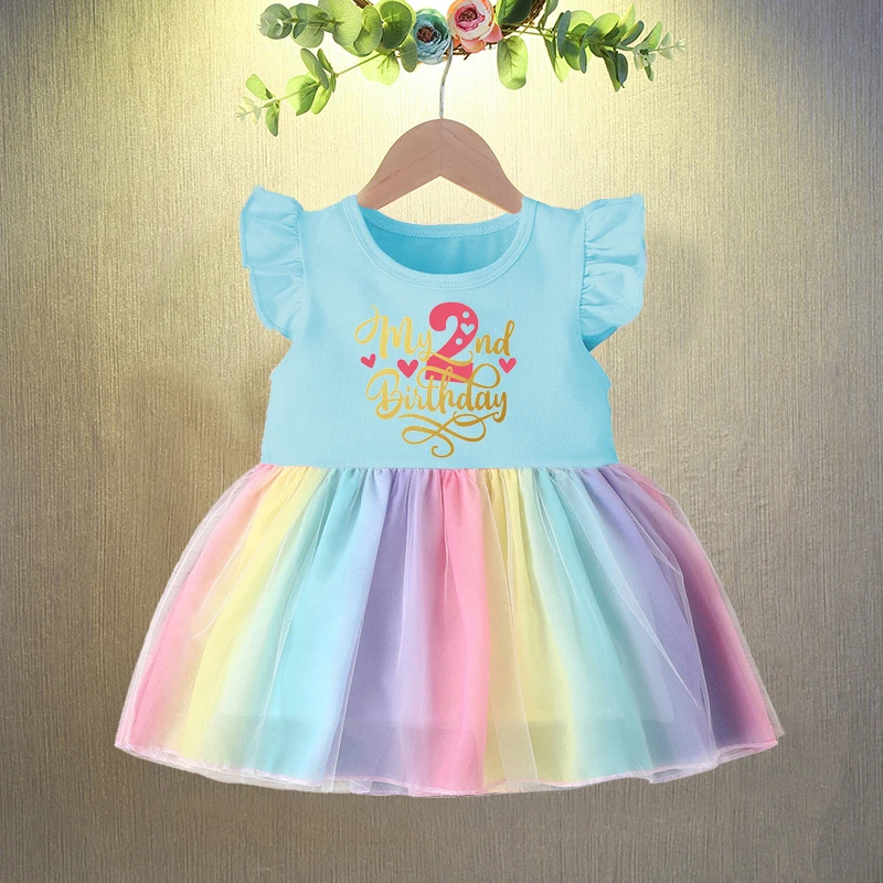 

Birthday Dress for Baby Girls Clothes Letter 1 2 3 4 Printing Baby Girl Birthday Party Dress Toddler Baby Girls Dress