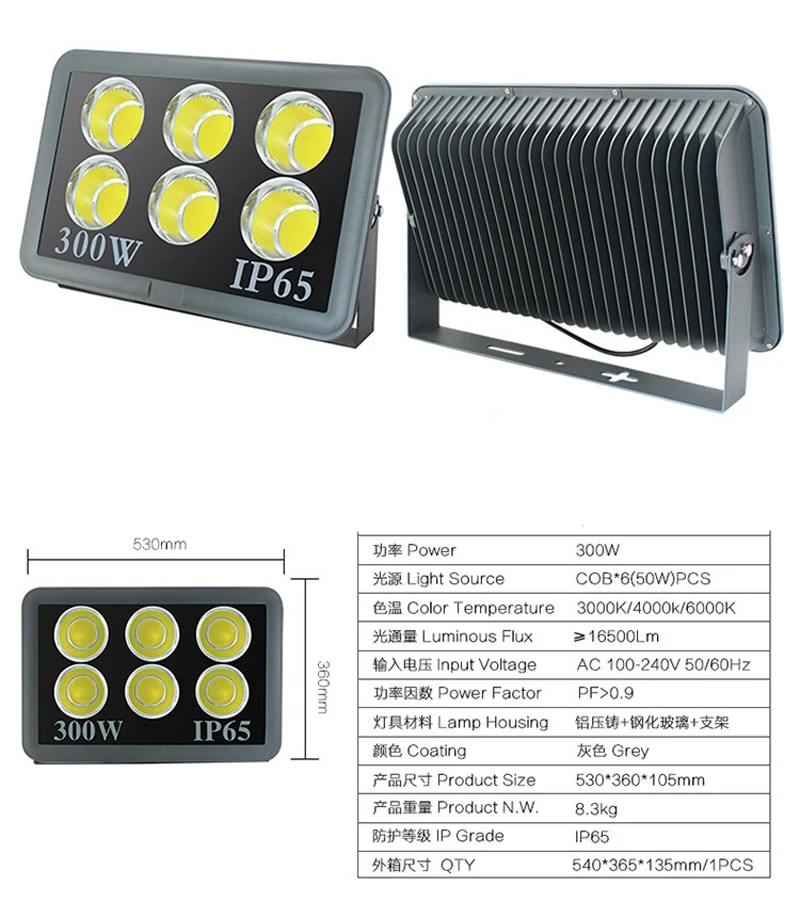 COB Светодиодный прожектор 100W 200W 300W 400W 500W 600W IP65 Refletor светодиодный прожектор светодиодный Exterieur пятно энергосберегающие лампы