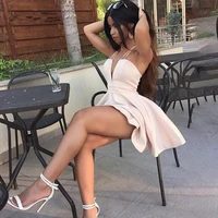 sexy v neck champagne homecoming dresses 2021 spaghetti strap above knee mini short party gown vestido de cocktail dress