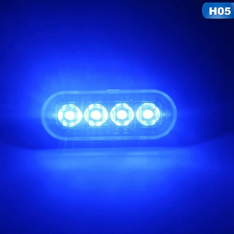 CLG0361H05 4 мигающий светодиод Предупреждение светильник Strobe решетка огни мигающий светильник бар для грузовиков автомобильный проблесковый маячок Amber цвет: желтый, белый движения светильник 12 V-24 V - Цвет: CLG0361H05
