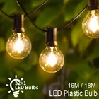 Уличная гирлянда 9 м, 18 м, сказосветильник рлянда s, пластиковая G40 светодиодная лампа, гирсветильник да для патио, Праздничный Рождественский свет, Свадебный декор