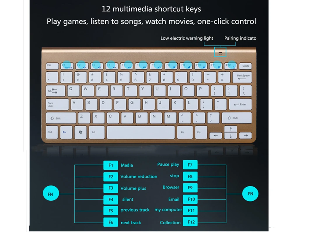 Портативная беспроводная клавиатура для ноутбуков Mac ТВ-приставок 2 4G