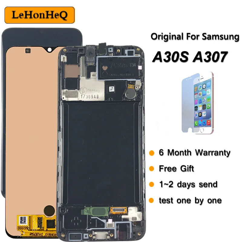 100% Новый оригинальный ЖК-дисплей для samsung galaxy A30S A307 с рамкой A307F A307FN/DS сенсорный