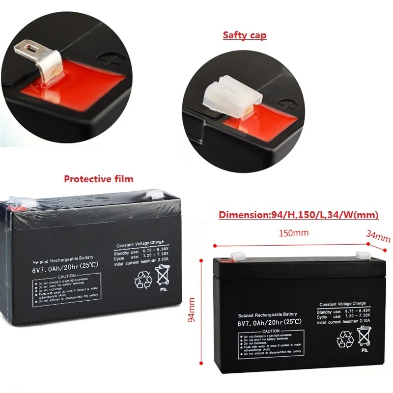 Оригинальная батарея 6 в 7 Ач для детей игрушечный автомобиль переноска резервное