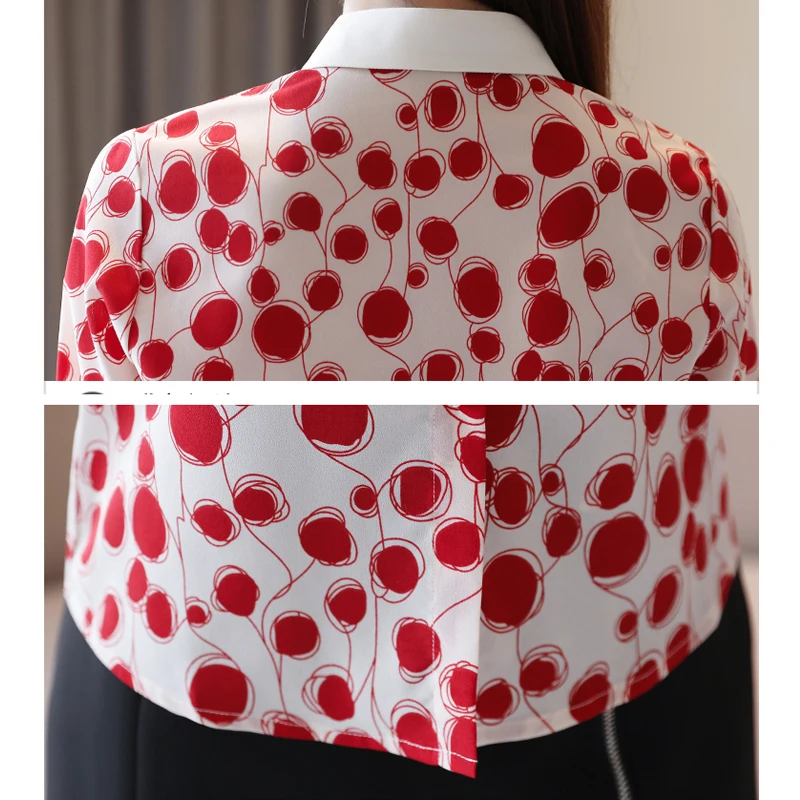 

Blouses Shirt Point Print Women Blouse Chiffon Shirt Long Sleeve Autumn 2021 New Office Vintage Elegant Feminina blusa Top 937D