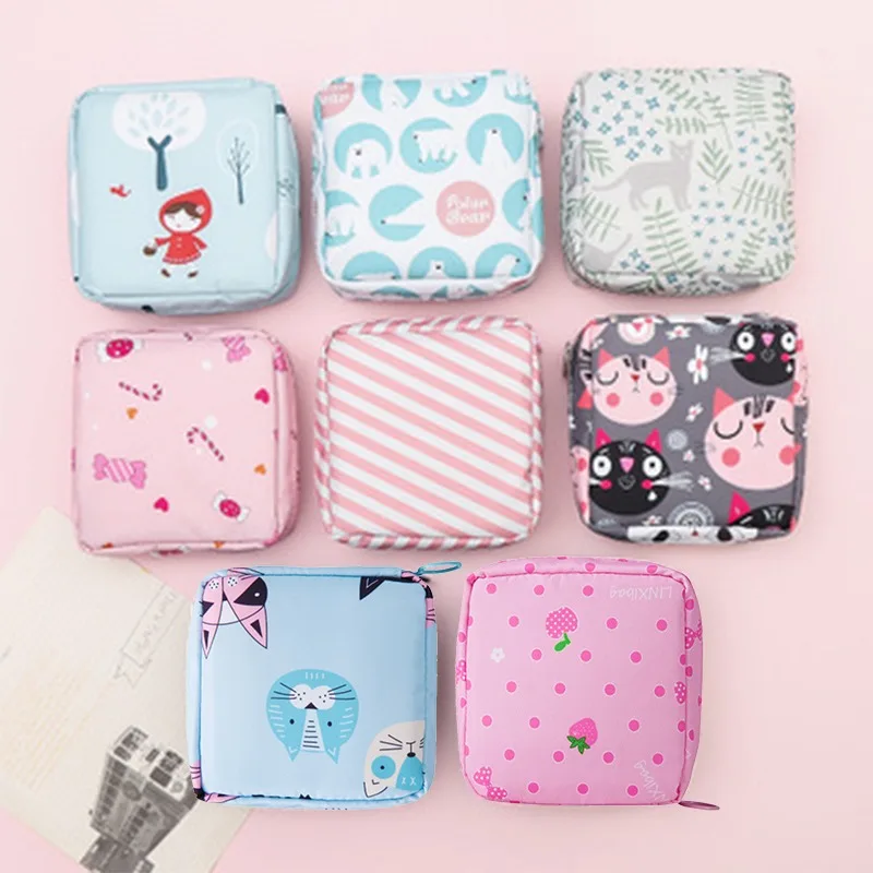 

1PC Multi Sanitary Napkins Bag Portable Storage Bag Reusable Travel Cotton Zipper Purse Sundries Storage Bag Orgainze For Women