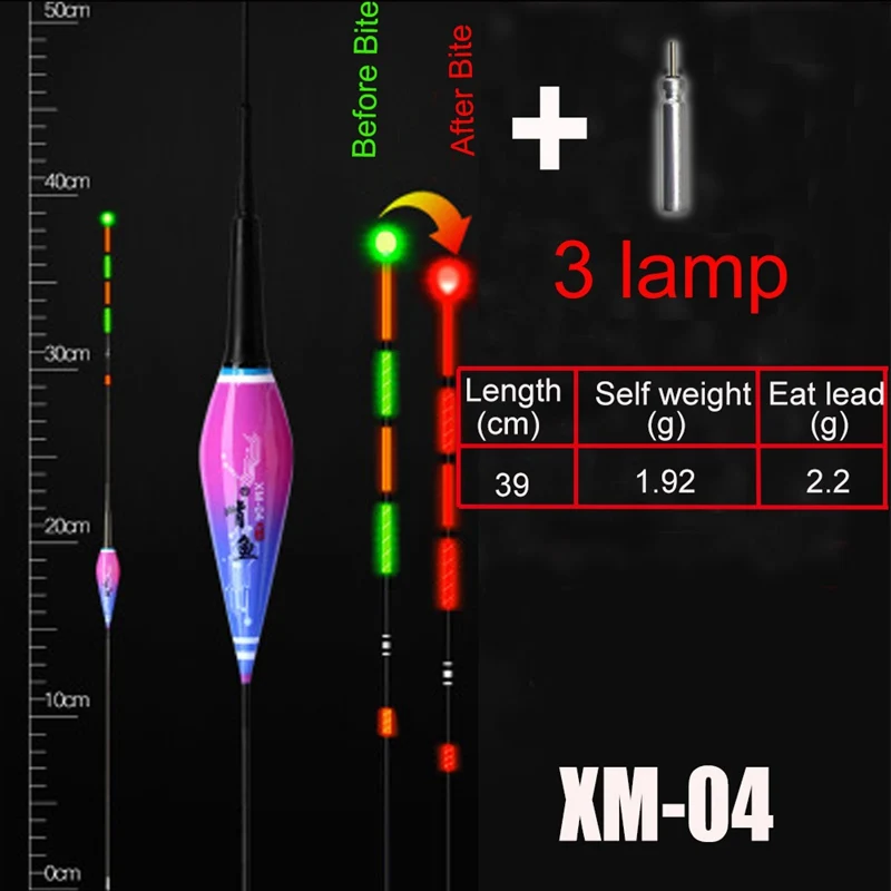 XM-04 1 Набор, светодиодный, умный, светящийся, Гравитационный зондирующий чип, фиксатор, вертикальный, дрифт, рыбий Поплавок+ 1 шт. батарея, для наружного кемпинга, ночного рыболовства, инструменты - Цвет: XM-04