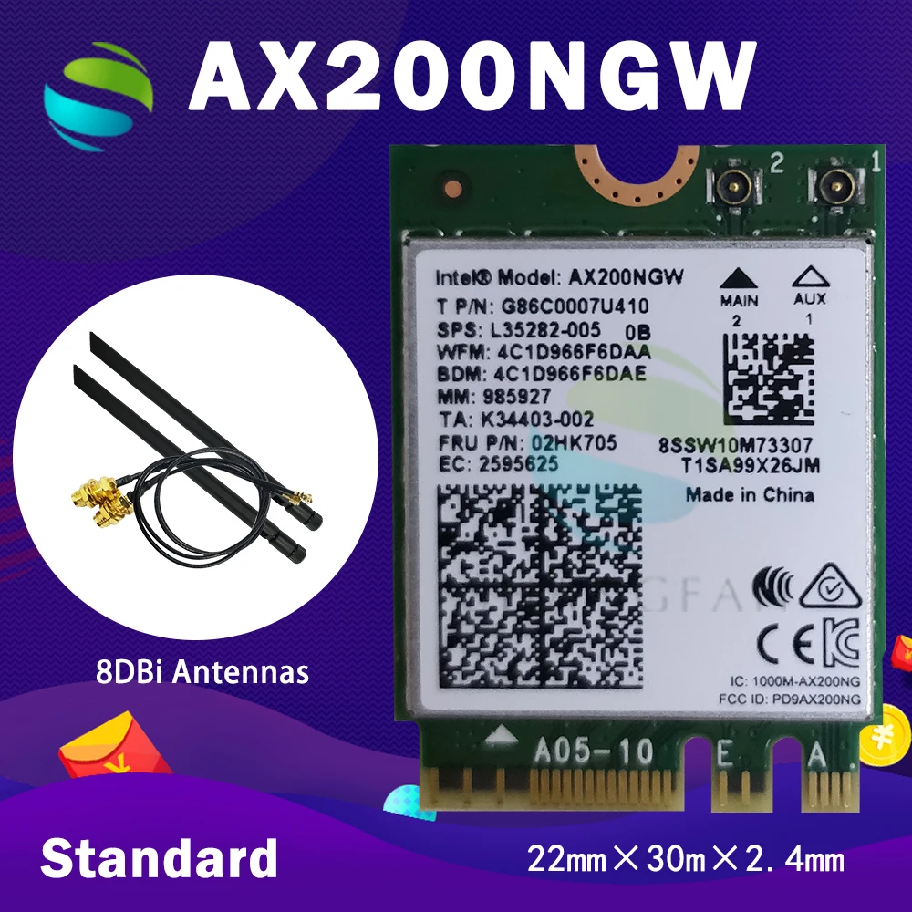 Dual Band 2400 Мбит/с Беспроводной AX200NGW NGFF M.2 Bluetooth 5 0 сетевая карта Wi Fi 2 4G/5G 802.11ac/ax для Intel