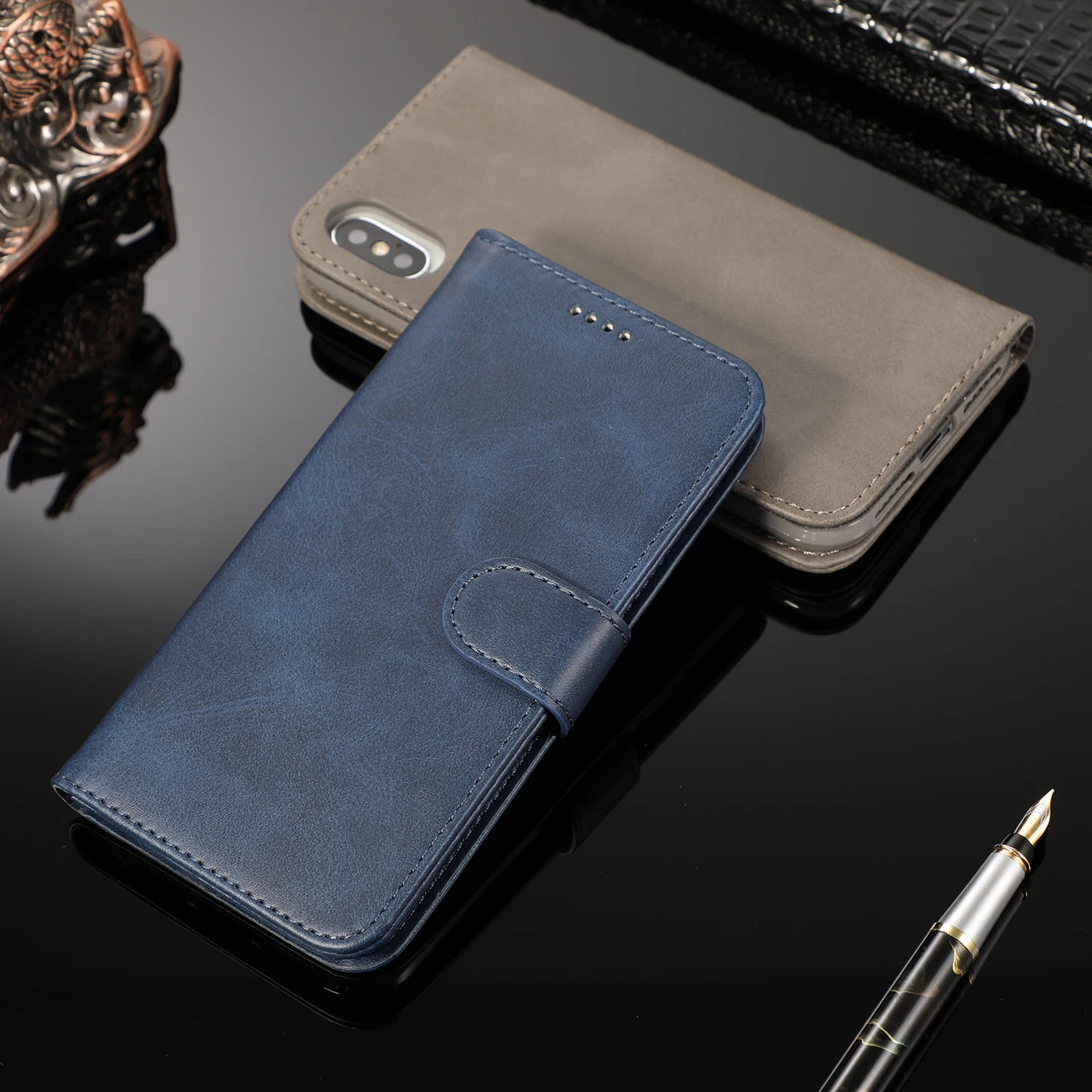 Роскошный кожаный чехол для iPhone X XR XS Max Flip Wallet 11 Pro 8 7 6 Plus 5 карт подставка