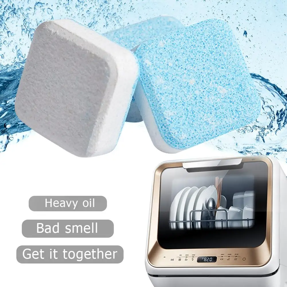 30pcs dishwasher cleaner strong descaling detergent oil stain removal double colors cleaning tablets kitchen accessory free global shipping