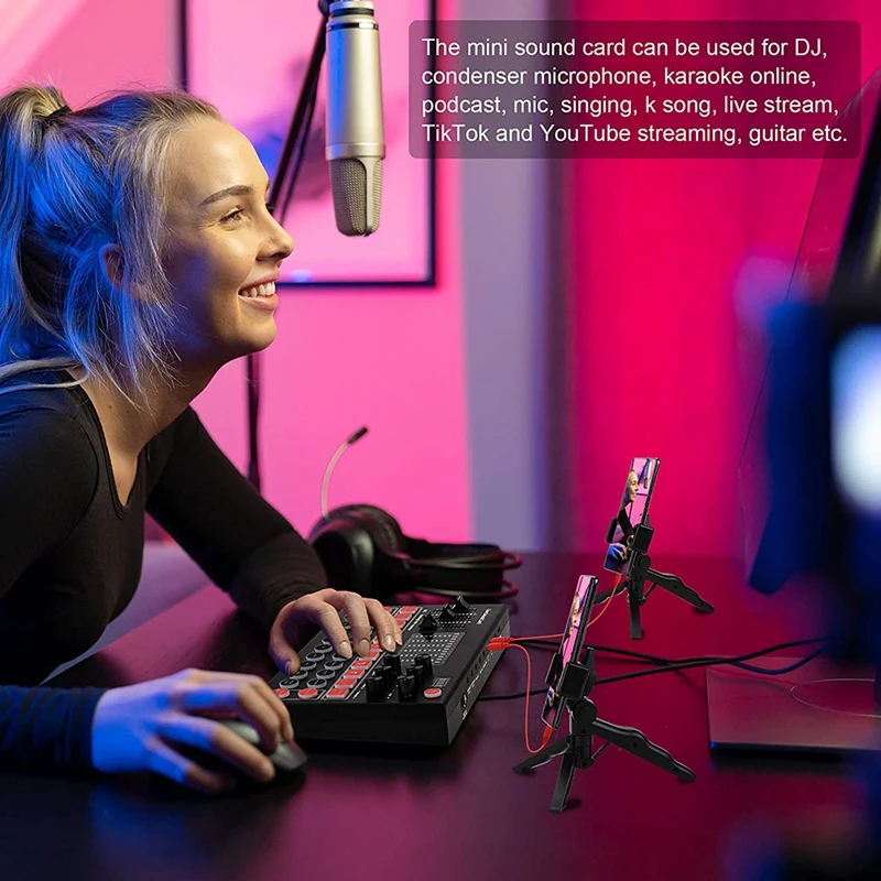 Bluetooth живая звуковая карта аудиомикшер звуковые эффекты для прямой трансляции