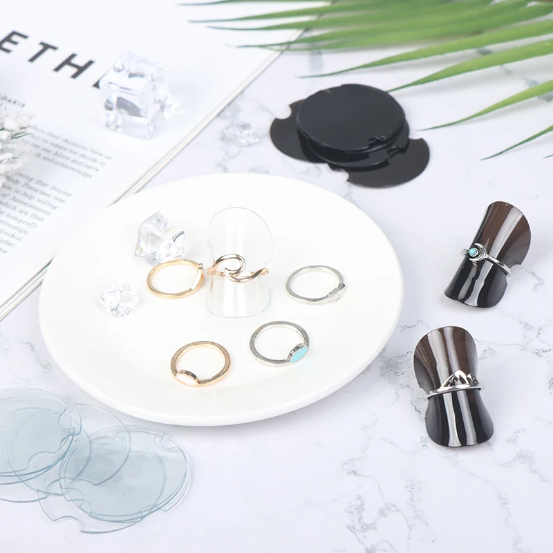 

10pcs/lot Black Clear Ring Holder Ring Display Sheet Jewelry Organizer Stands For Ring Stand Holders Ring Pad Organizer Tool