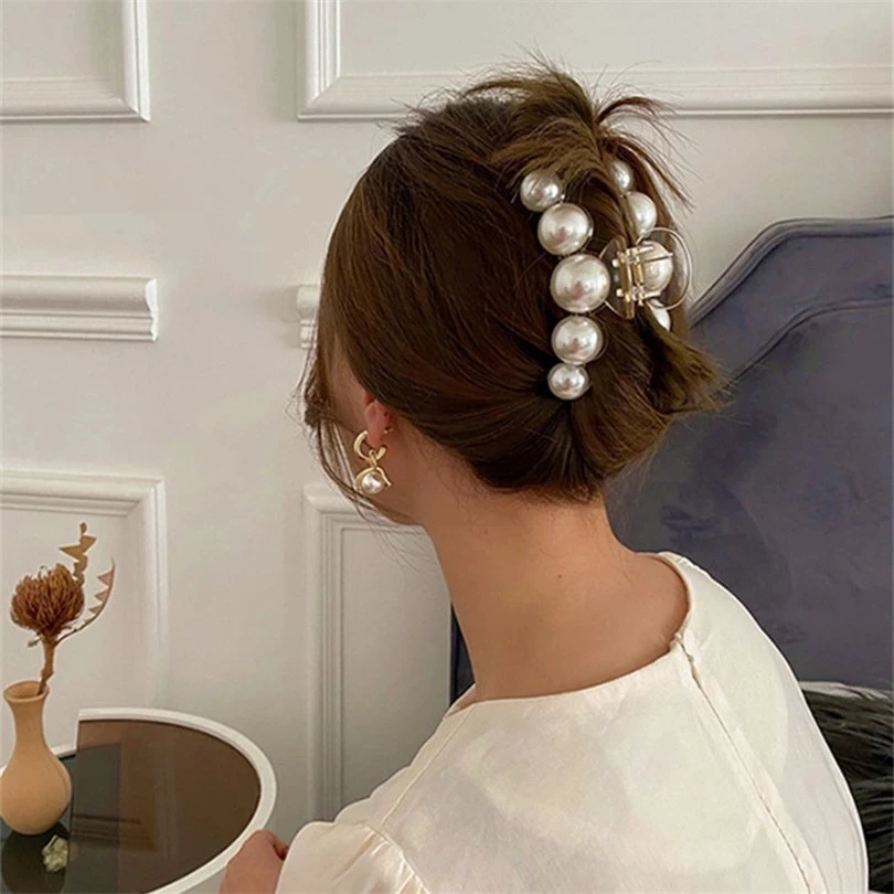 Woman Classic Big Pearl Hair Claws Barrettes Fashion Hair Clips Crab Girls Hair Accessories Hairpins Female Ornament Hairgrip flapper headband