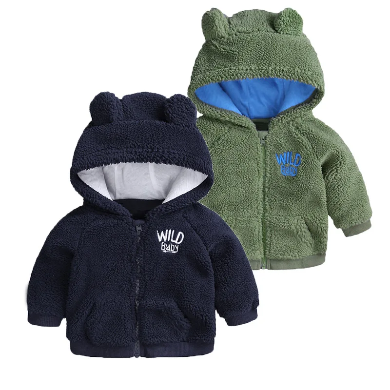 

Autumn Winter Toddler Baby Boys Cute Wild Baby Hooded White Pink Thick Warm Jacket Girls Top Coat Sweatshirt Kid Clothes Outwear