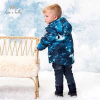 db15551 dave bella winter baby boys fashion cartoon print hooded padded coat children tops infant toddler outerwear