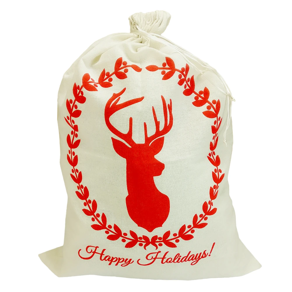 Рождественские подарочные сумки мешок белый Забавный Санта джутовые мешки