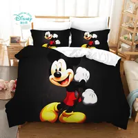 Black White Mickey Mouse Bedding Set for Boys Bed Single Quilt Duvet Cover 3pc Kids Bedroom Decor Queen King Size Couple Room