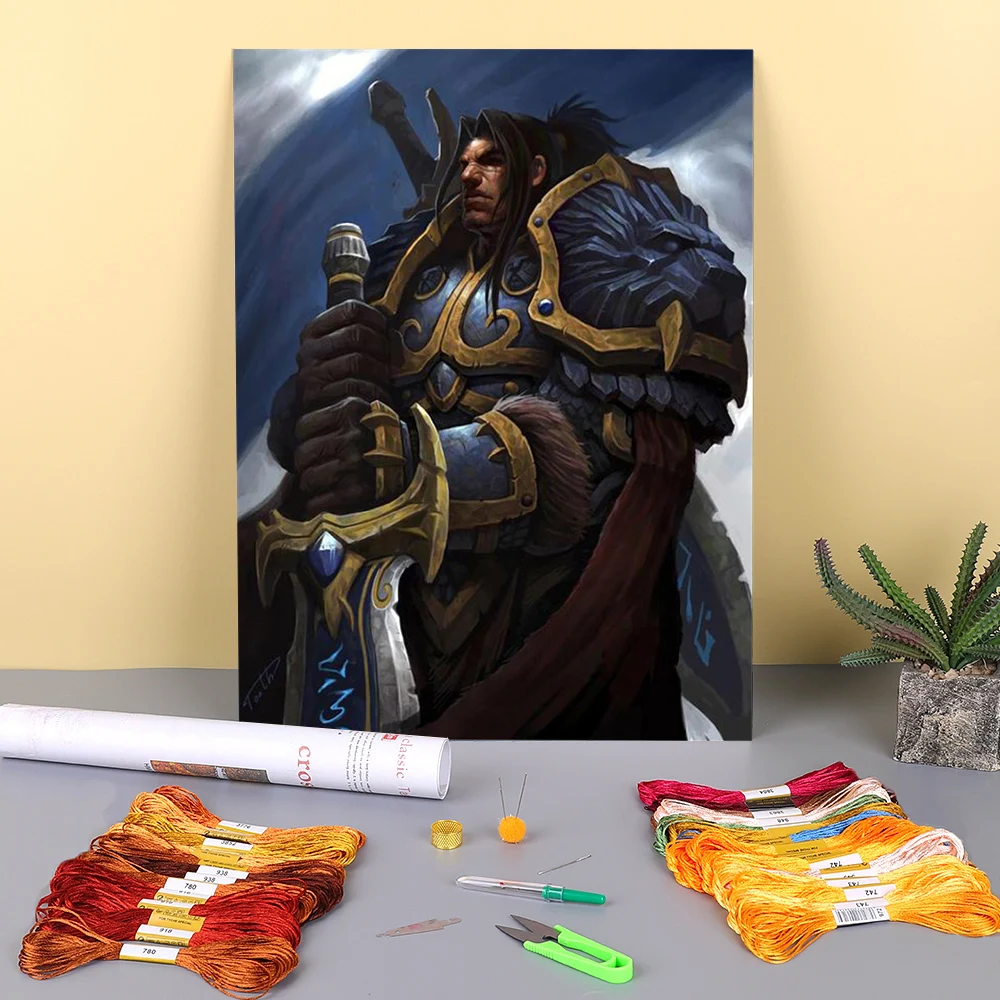 

World Of Warcraft Pre-Printed 11CT Cross Stitch Set Embroidery DMC Threads Hobby Sewing Handicraft Painting Package Decor