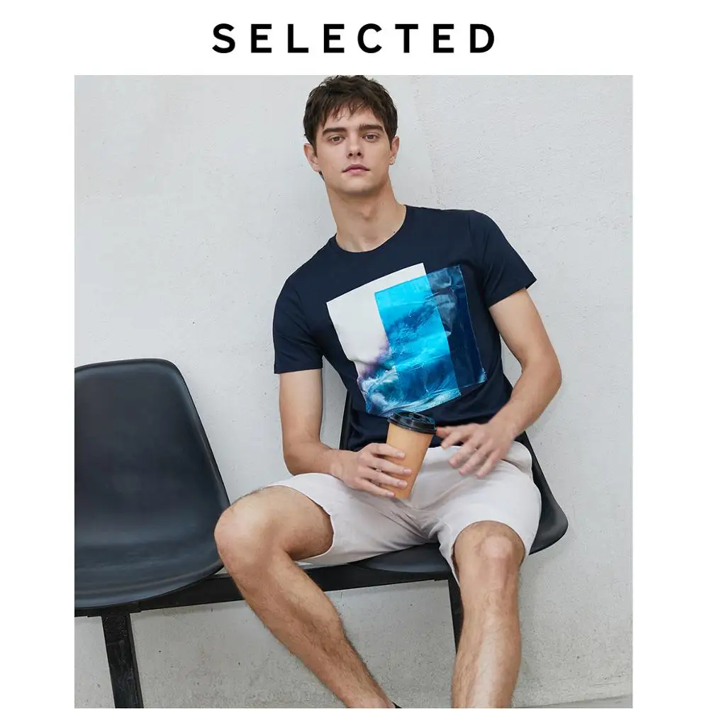 Мужская хлопковая футболка с коротким рукавом и принтом|Мужские футболки| |