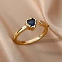 exquisite heart ring cute zircon adjustable small heart finger rings romantic birthday jewelry gift for women friends bague 2022