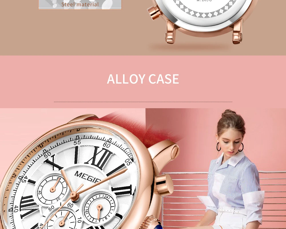 MEGIR Fashion Women Watches Top Brand Luxury Ladies Quartz Watch Chronograph 24 hours Date Clock Relogio Feminino Sport Watch