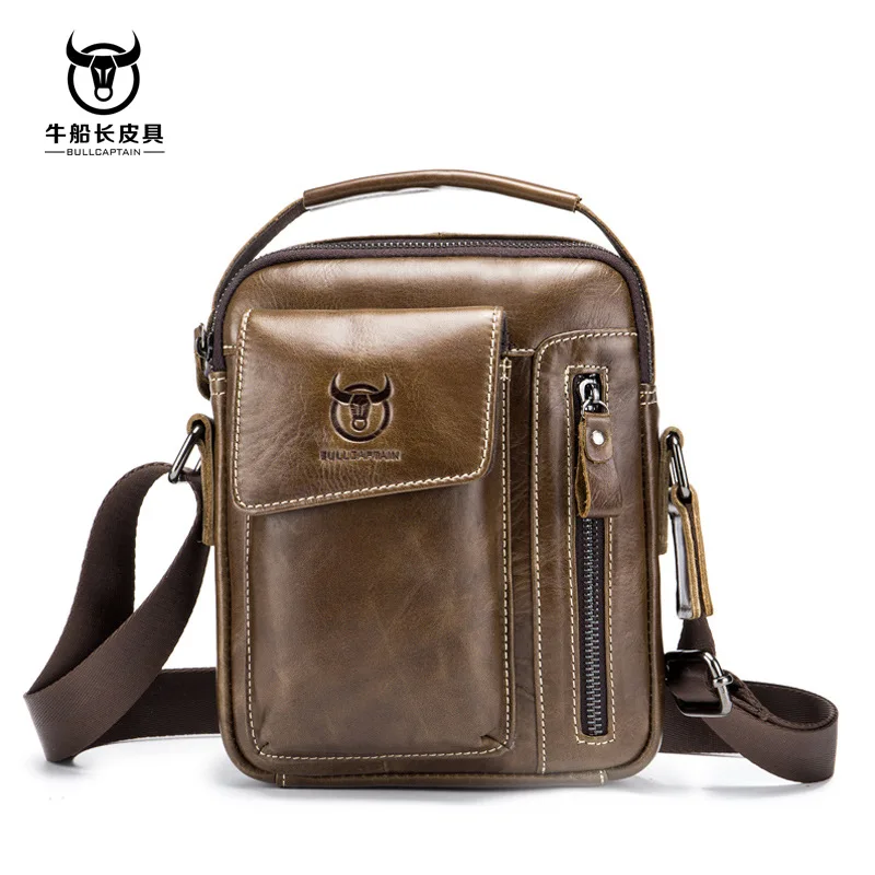 Мужские сумки через плечо BULLCAPTAIN из натуральной воловьей кожи модные брендовые