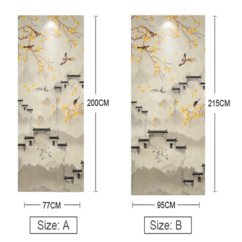 Наклейка на дверь расписанные вручную цветы птицы обои ПВХ водостойкие