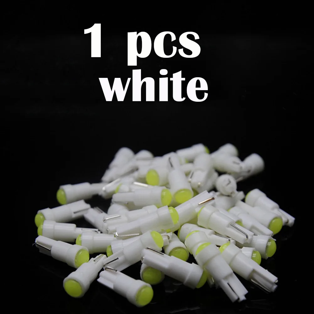 white 1pcs Для машины подсветка для авто Автомобильная внутренняя T5 Светодиодная Автомобильная лампочка подсветка приборной доски Автомобильная дверь клиновидная лампа для ламп накаливания 12 В cob для SMD стайлинга автомобиля - Цвет: white 1pcs