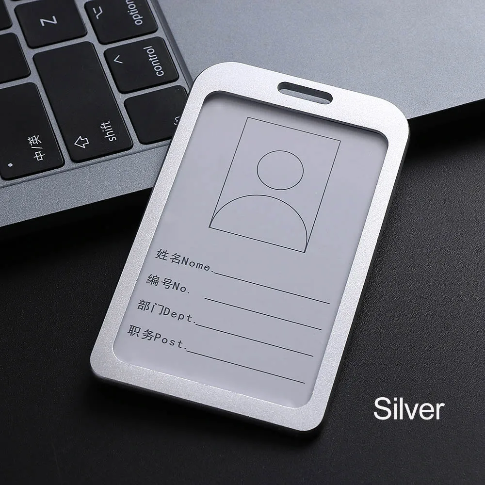 028 SILVER 1 шт. держатели именных карточек из алюминиевого сплава для работы визитная карточка ID бейдж талреп держатель горячий вертикальный металлический ID деловой чехол - Цвет: 028 SILVER