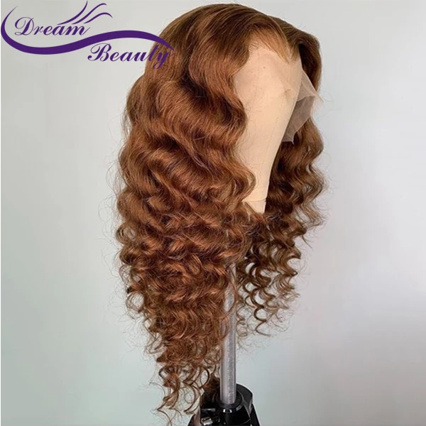Dream Beauty Ombre Human Hair 13X6 Lace Front Wig 180 Density Brazilian Remy Wave With Baby Hair Bleached Knots Pre Plucked