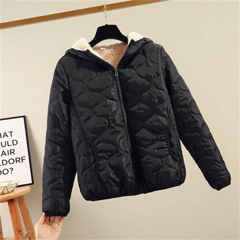 Новинка женское хлопковое пальто зимнее с мехом ягненка большой размер 3XL