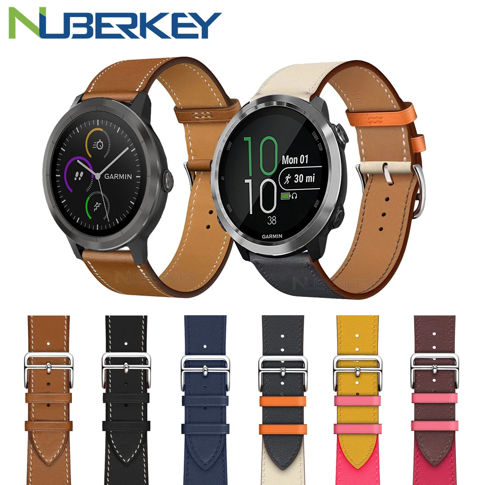 Ремешок из натуральной кожи для смарт-браслета Garmin Vivoactive 3 HR/Benz Move сменный Браслет
