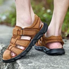 Сандалии мужские из натуральной кожи, мягкие босоножки-гладиаторы в римском стиле, удобная Уличная обувь для лета, большой размер 48