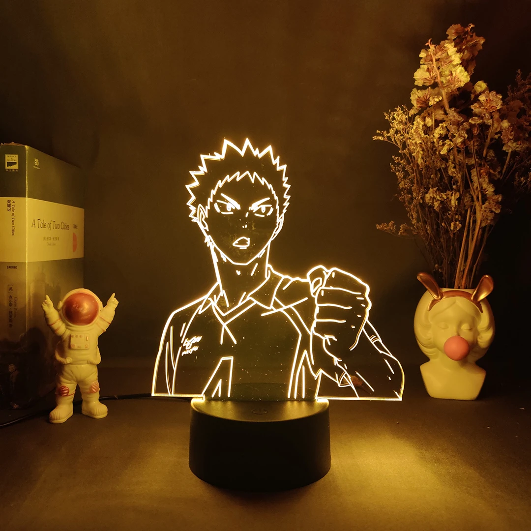 

Anime Night Light Haikyuu Hajime Iwaizumi for Bedroom Decor Nightlight Otaku Kids Child Birthday Gift Manga 3D LED Flashing Lamp