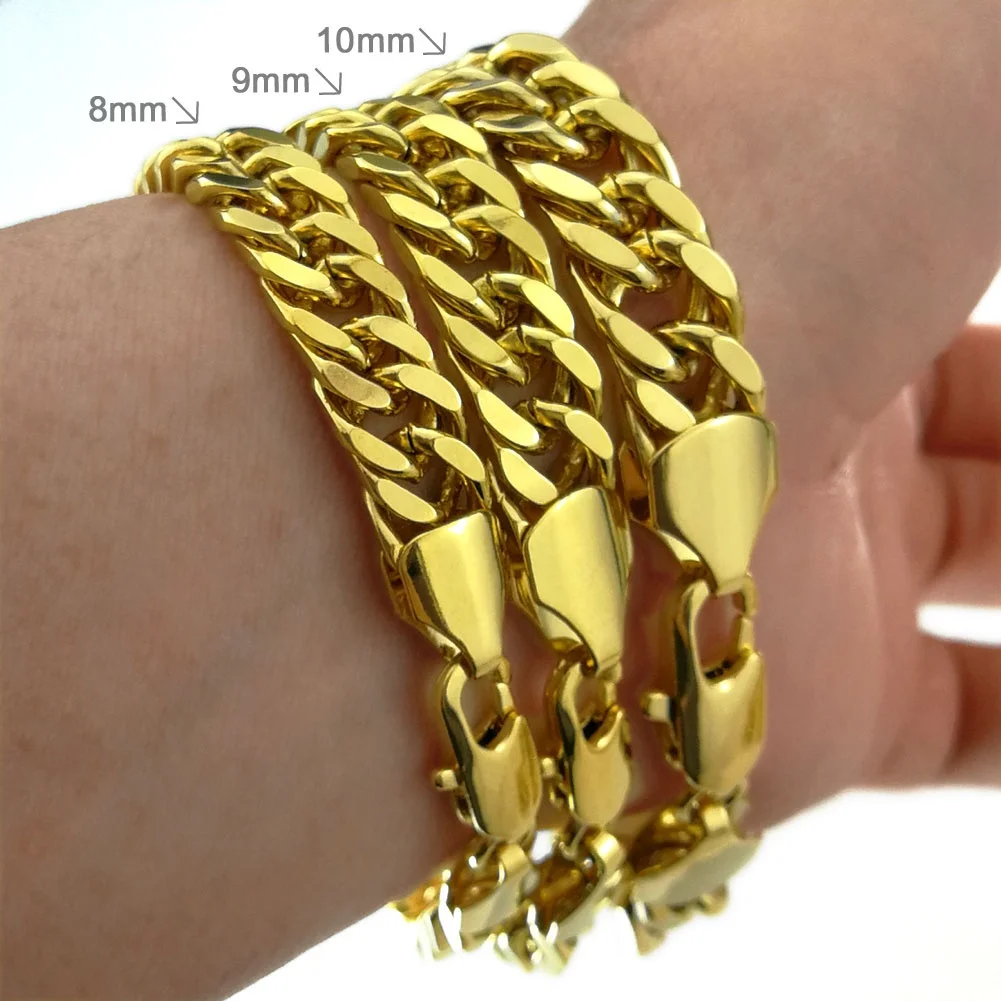 Мужской подарочный браслет с кубинским звеном ширина 10 мм B119 | Украшения и