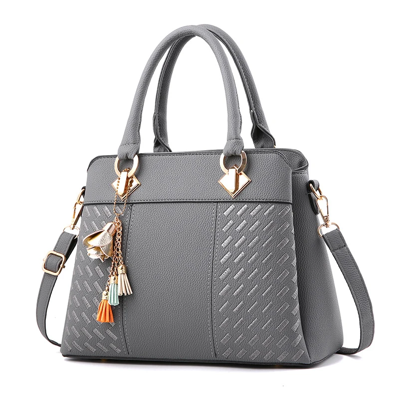 

Fashion Women Handbags Tassel PU Leather Totes Bag Top-handle Embroidery Crossbody Bag Shoulder Bag Lady Simple Hand Bags M370