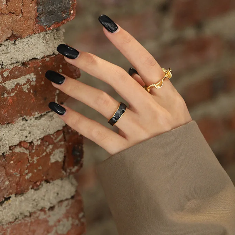 

Trendy Open Rings Gift For Women 925 Sterling Silver Geometric Gold Minimalist Luxury Ring 2021 Trend Handmade Fine Jewellery