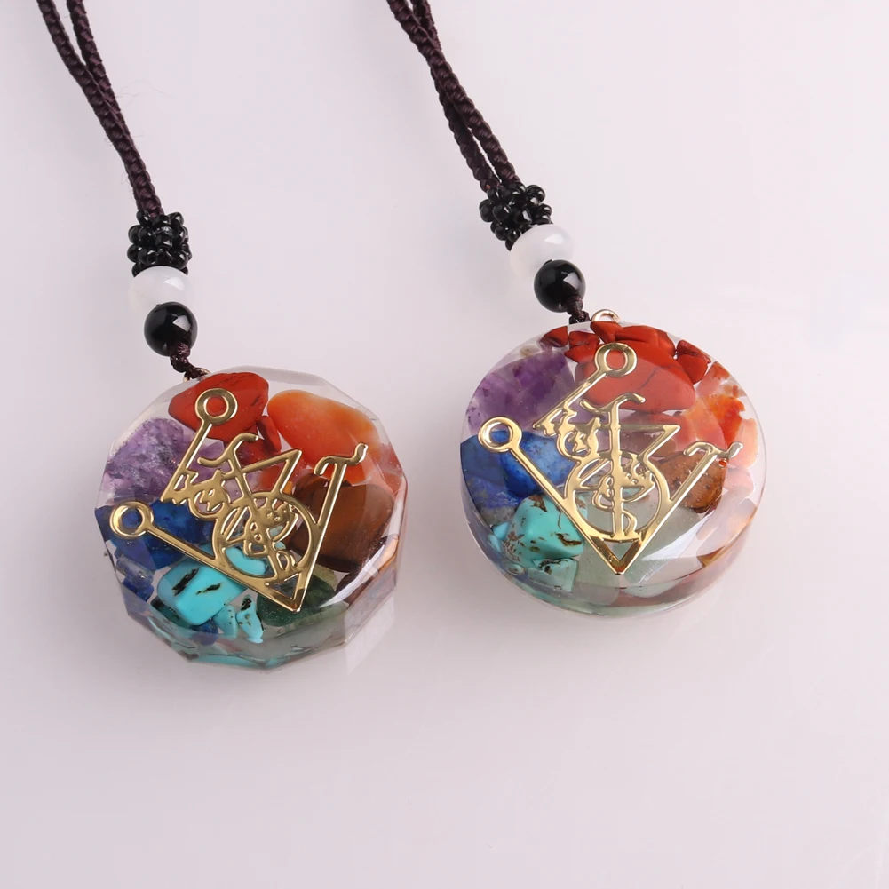 6pcs/lot Bulk For Wholesales Chakra Healing Pendant Necklace Natural Stone Jewelry Necklaces Healing Meditation Yoga Pendulum